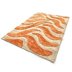 Hoogpolig vloerkleed - Fergana (crème/oranje)