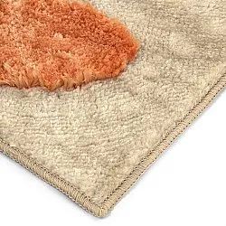 Hoogpolig vloerkleed - Fergana (crème/oranje)