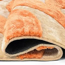 Hoogpolig vloerkleed - Fergana (crème/oranje)