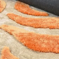 Hoogpolig vloerkleed - Fergana (crème/oranje)