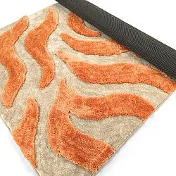 Hoogpolig vloerkleed - Fergana (crème/oranje)