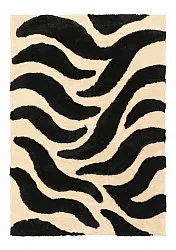 Hoogpolig vloerkleed - Fergana (crème/zwart)