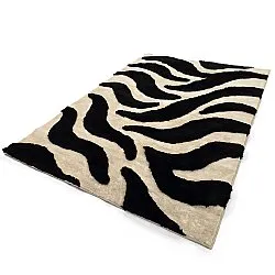 Hoogpolig vloerkleed - Fergana (crème/zwart)