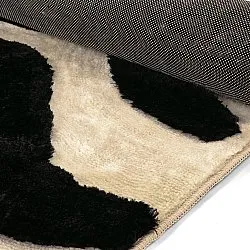 Hoogpolig vloerkleed - Fergana (crème/zwart)