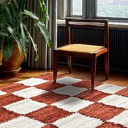 Hoogpolig vloerkleed - Gordes (oranje/wit)