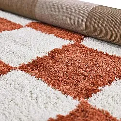 Hoogpolig vloerkleed - Gordes (oranje/wit)