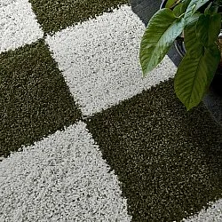 Hoogpolig vloerkleed - Gordes (groen/wit)