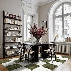 Hoogpolig vloerkleed - Gordes (groen/wit)