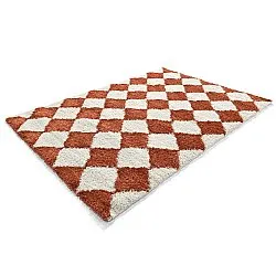 Hoogpolig vloerkleed - Albi (wit/oranje)