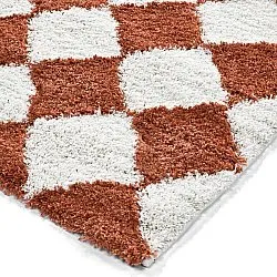 Hoogpolig vloerkleed - Albi (wit/oranje)