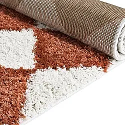 Hoogpolig vloerkleed - Albi (wit/oranje)