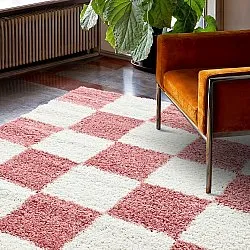 Hoogpolig vloerkleed - Gordes (roze/wit)
