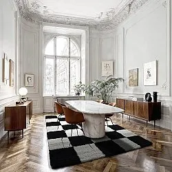 Hoogpolig vloerkleed - Gordes (zwart/wit)