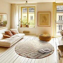 Ronde vloerkleden - Holwell Natural Cotton Shaggy (gebroken wit/bruin)