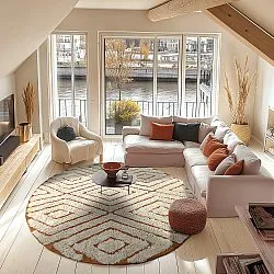 Ronde vloerkleden - Holwell Natural Cotton Shaggy (gebroken wit/bruin)