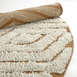 Ronde vloerkleden - Holwell Natural Cotton Shaggy (gebroken wit/bruin)