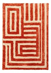 Hoogpolig vloerkleed - Karbala (crème/rood)