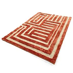 Hoogpolig vloerkleed - Karbala (crème/rood)