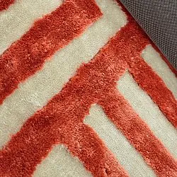 Hoogpolig vloerkleed - Karbala (crème/rood)