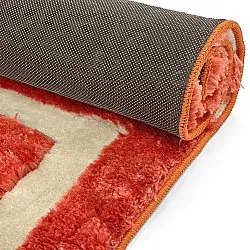 Hoogpolig vloerkleed - Karbala (crème/rood)