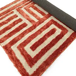 Hoogpolig vloerkleed - Karbala (crème/rood)