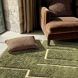 Hoogpolig vloerkleed - Kiberg Hand Woven Wool Shaggy (groente)