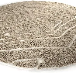 Ronde vloerkleden - Kindon Natural Cotton Shaggy (beige/wit)