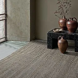 Wollen-vloerkleed - Larkana (beige/zwart)