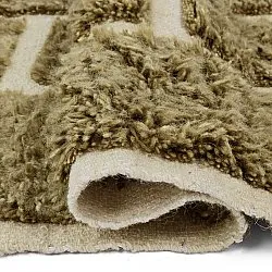 Hoogpolig vloerkleed - Leknes Hand Woven Wool Shaggy (groente)