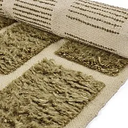 Hoogpolig vloerkleed - Leknes Hand Woven Wool Shaggy (groente)