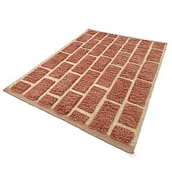 Hoogpolig vloerkleed - Leknes Hand Woven Wool Shaggy (terracotta)