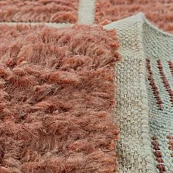 Hoogpolig vloerkleed - Leknes Hand Woven Wool Shaggy (terracotta)