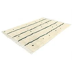 Hoogpolig vloerkleed - Leora Natural Cotton Shaggy (beige/groen)