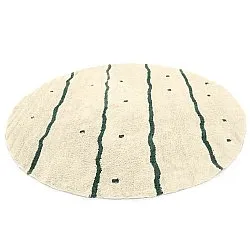 Rond vloerkleed - Leora Natural Cotton Shaggy (beige/groen)