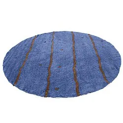 Rond vloerkleed - Leora Natural Cotton Shaggy (blauw/bruin)