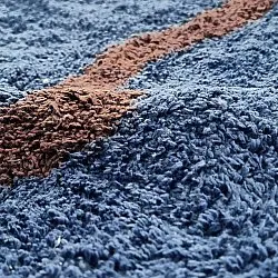 Rond vloerkleed - Leora Natural Cotton Shaggy (blauw/bruin)