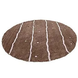 Rond vloerkleed - Leora Natural Cotton Shaggy (bruin/paars)