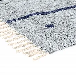Hoogpolig vloerkleed - Leora Natural Cotton Shaggy (grijs/blauw)