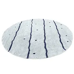 Rond vloerkleed - Leora Natural Cotton Shaggy (grijs/blauw)