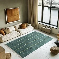 Hoogpolig vloerkleed - Leora Natural Cotton Shaggy (groente)