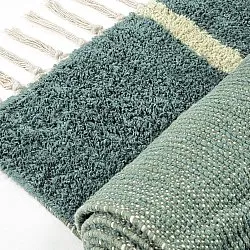 Hoogpolig vloerkleed - Leora Natural Cotton Shaggy (groente)