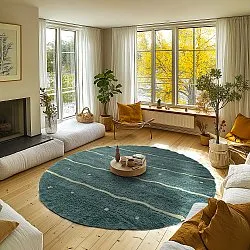 Rond vloerkleed - Leora Natural Cotton Shaggy (groente)