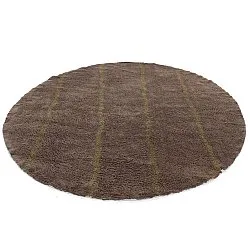 Rond vloerkleed - Leora Natural Cotton Shaggy (bruin/olijf)