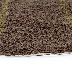 Rond vloerkleed - Leora Natural Cotton Shaggy (bruin/olijf)