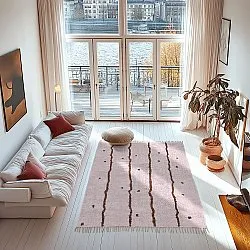 Hoogpolig vloerkleed - Leora Natural Cotton Shaggy (roze/bruin)