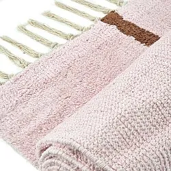 Hoogpolig vloerkleed - Leora Natural Cotton Shaggy (roze/bruin)