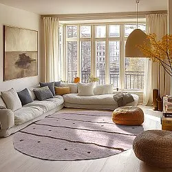 Rond vloerkleed - Leora Natural Cotton Shaggy (roze/bruin)