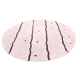 Rond vloerkleed - Leora Natural Cotton Shaggy (roze/bruin)