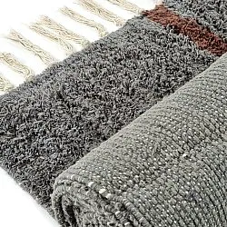 Hoogpolig vloerkleed - Leora Natural Cotton Shaggy (zwart/bruin)