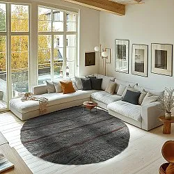 Rond vloerkleed - Leora Natural Cotton Shaggy (zwart/bruin)